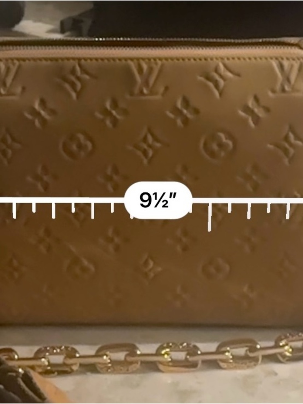 HIGH QUALITY/ LEATER FASHION BAG Tan Monogram Embossed Crossbody Bag - Picture 8 of 9